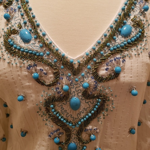 Boston Proper Turquoise Baubles Swim Cover-up XS - Picture 3 of 6